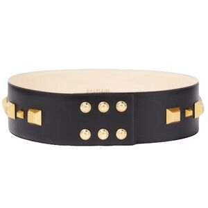 Balmain Leather Coin Studded Belt